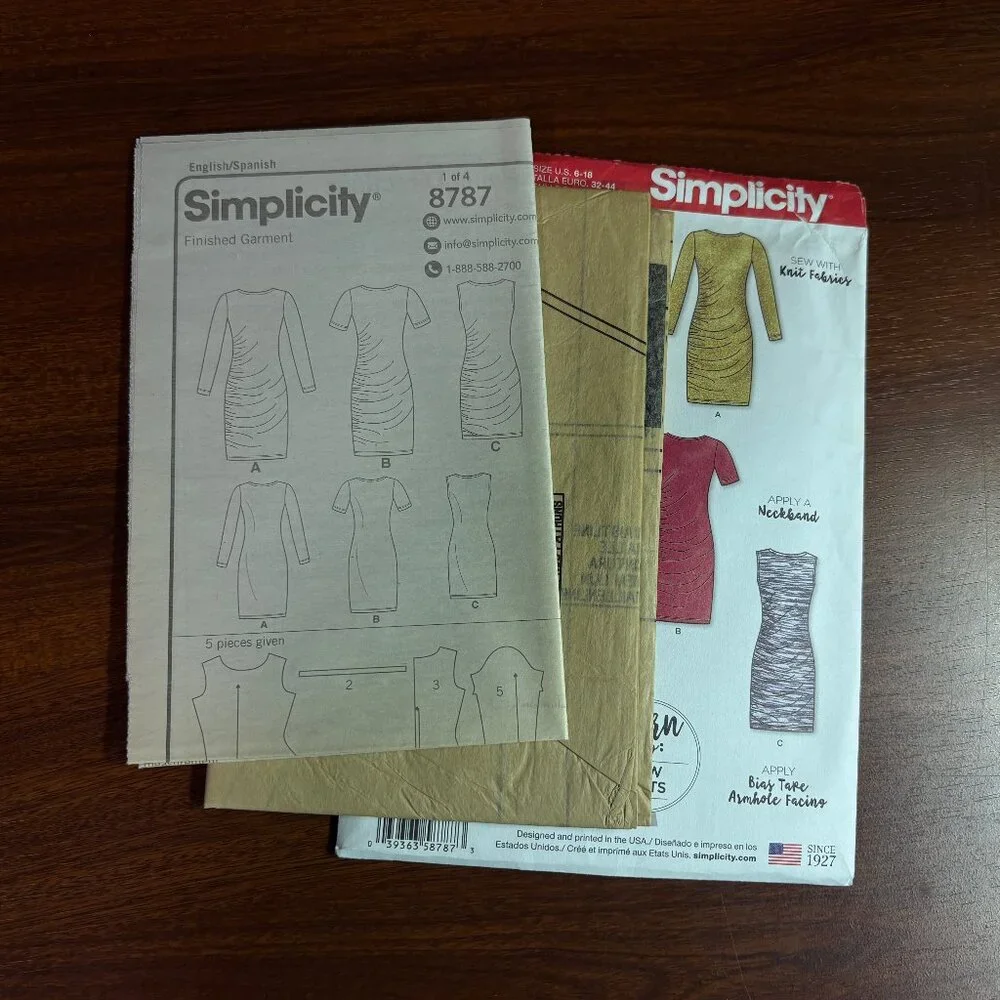 Simplicity Learn to Sew w/Knits Pattern 8787 A for Misses' Knit Dress